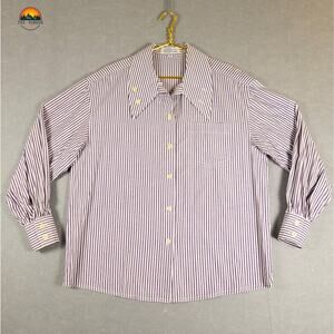 Vintage Gina Lombardi Button-Up Purple White Striped Long Sleeve Prep Women's 42